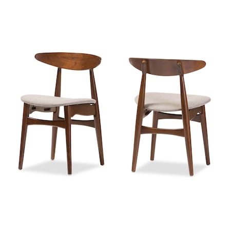 Baxton Studio Flora Light Grey and "Oak" Medium Finishing Wood Dining Chair, PK2 126-6939